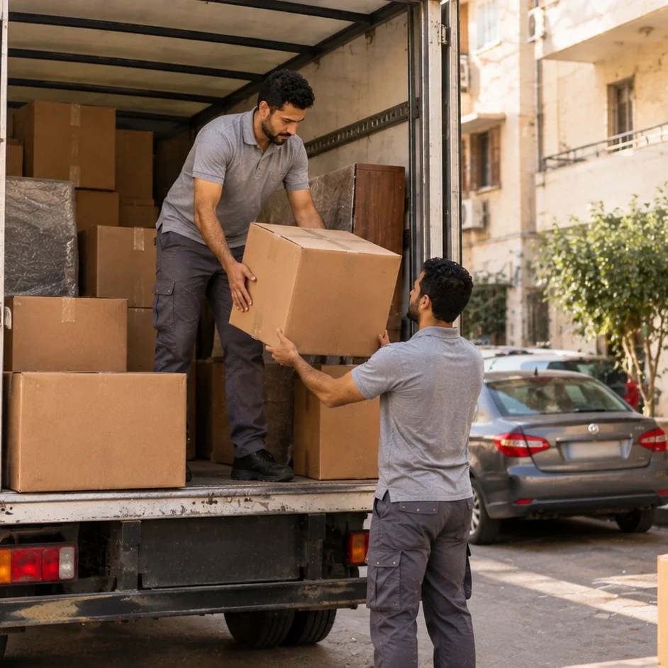 شركة نقل عفش اكتوبر: بحماية للسلالم وتركيب كامل في شقتك